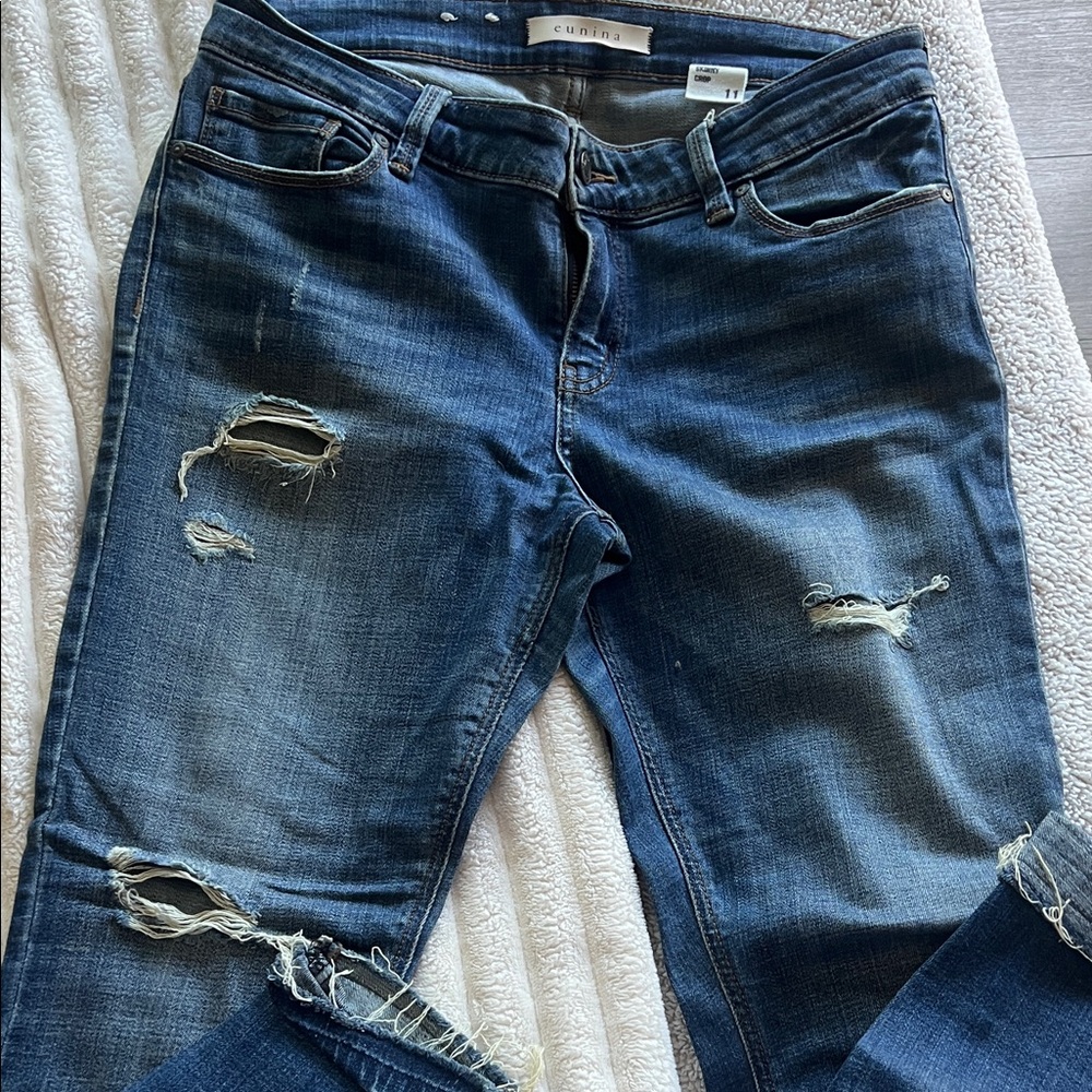 Eunina Dark Blue Distressed Skinny Jeans
